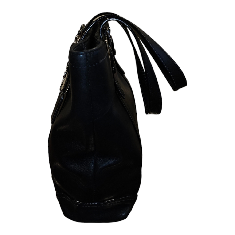 Coach Hampton F10194 Vintage Black Smooth Leather Tote Shoulder Bag - Picture 3 of 7